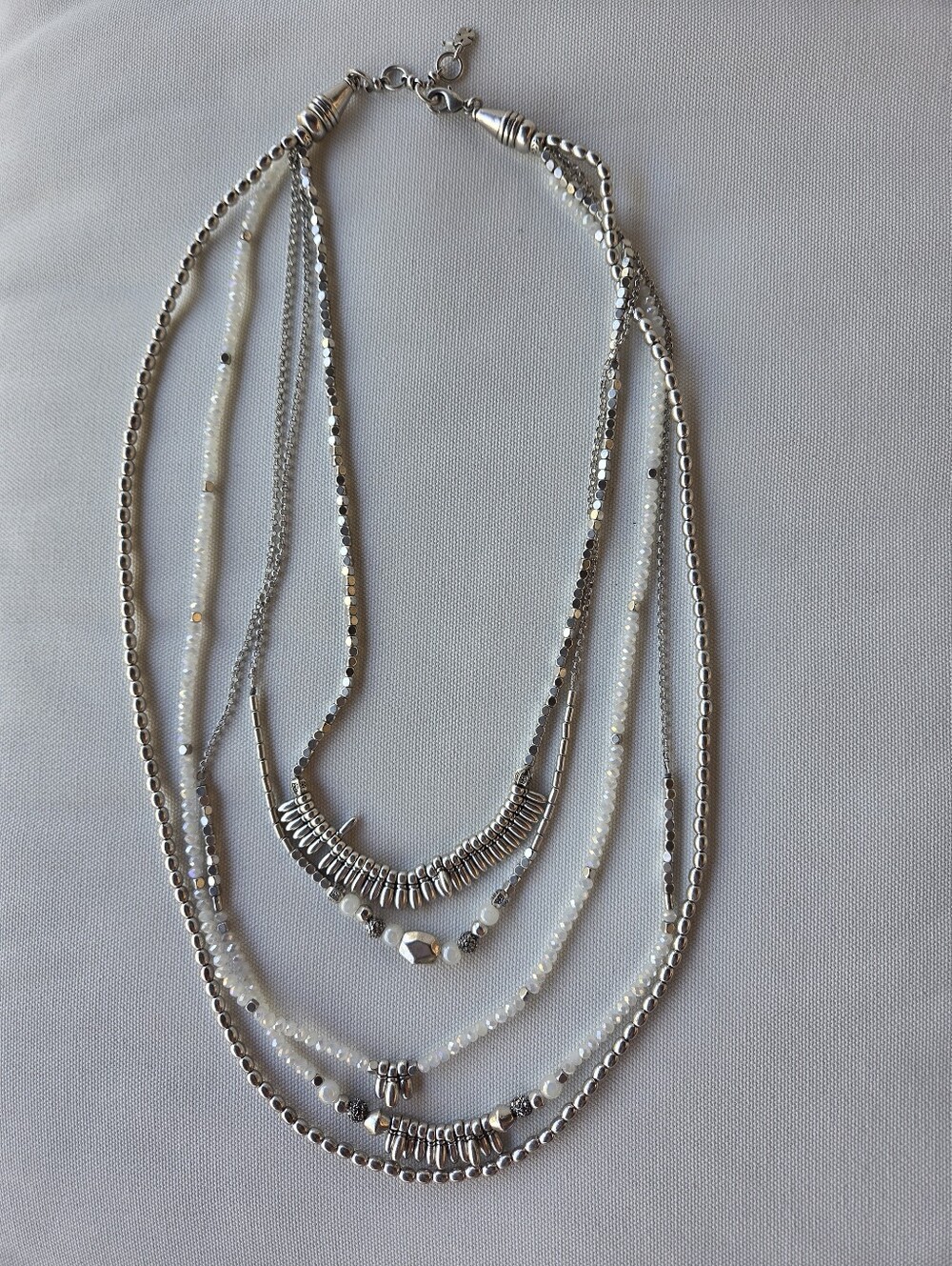 Lucky Brand Silver Multi-Strand Beaded Necklace